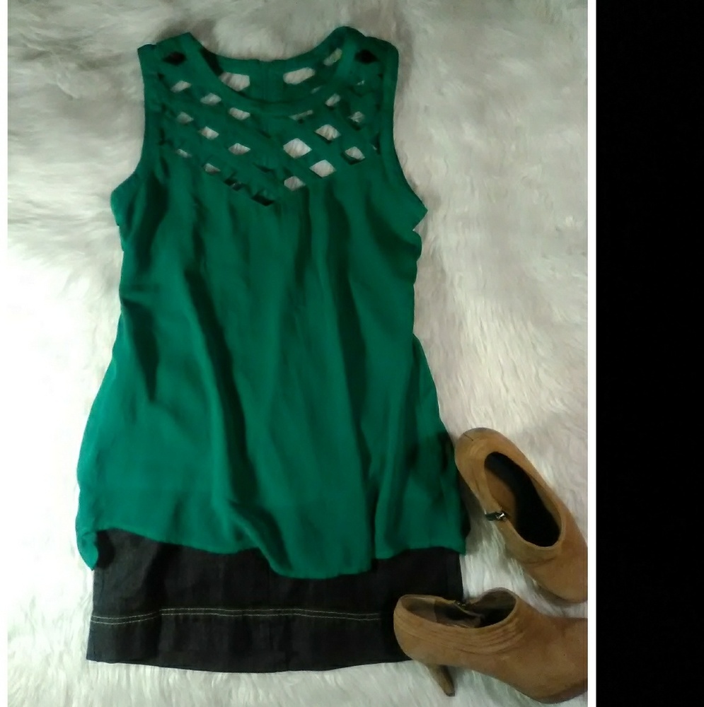 [Arden B.] Lattice Sheath Blouse